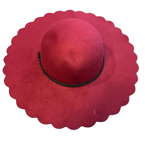 NWOT BP Scallop Brim‎ Felt Hat in Wine (O/S) - Picture 5 of 6